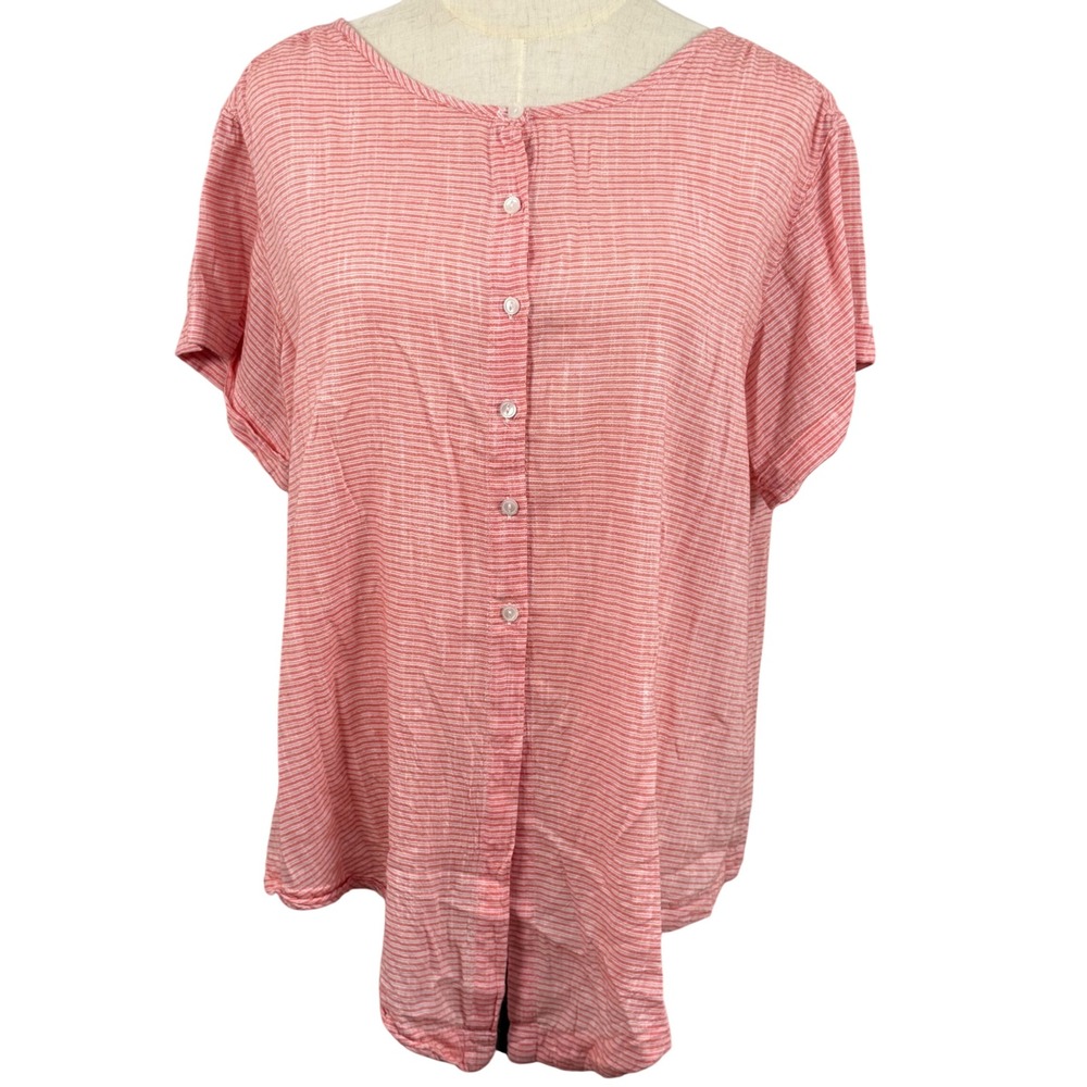 Gap Womens S Short Sleeve Button Front Striped Tie Hem Top Retro Summer Coastal